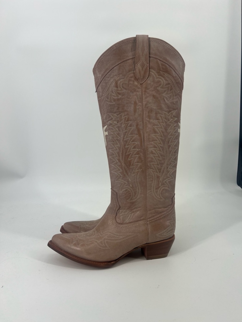 Frye Sacha Feather Deco Women's Tall Suede Western Cowboy Boot - Taupe/Brown 10 - Picture 8 of 16